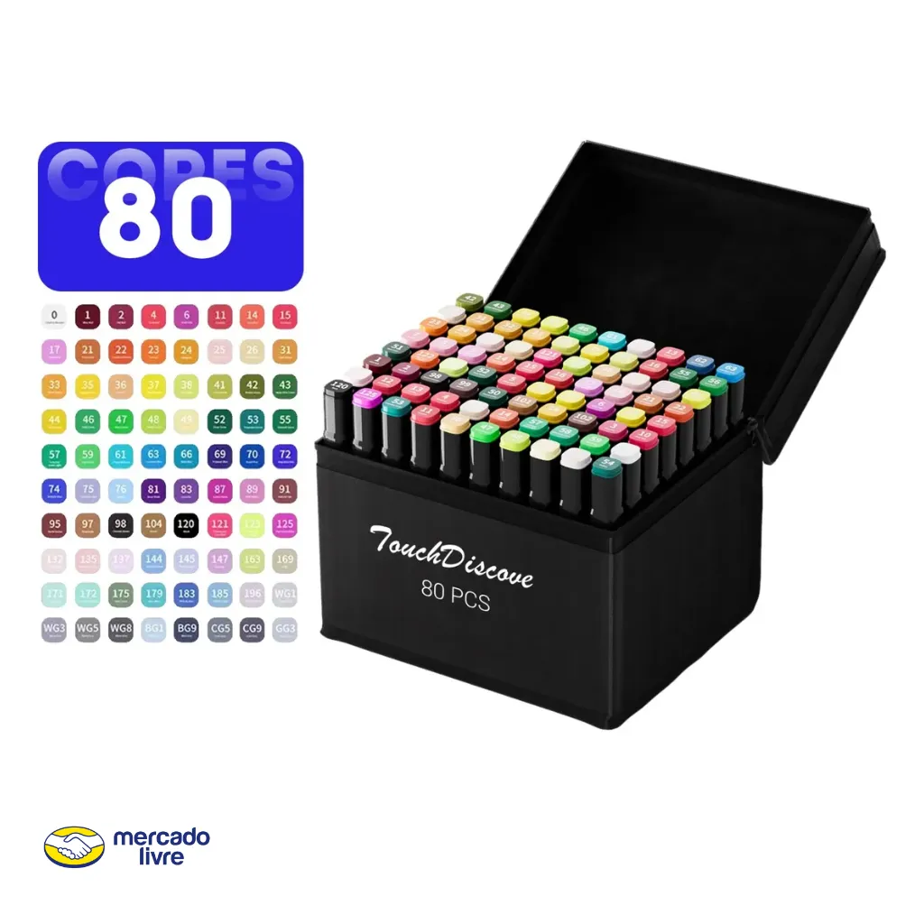 Conjunto Canetas Marcador Canetinha Ponta Dupla 80 Cores Kit